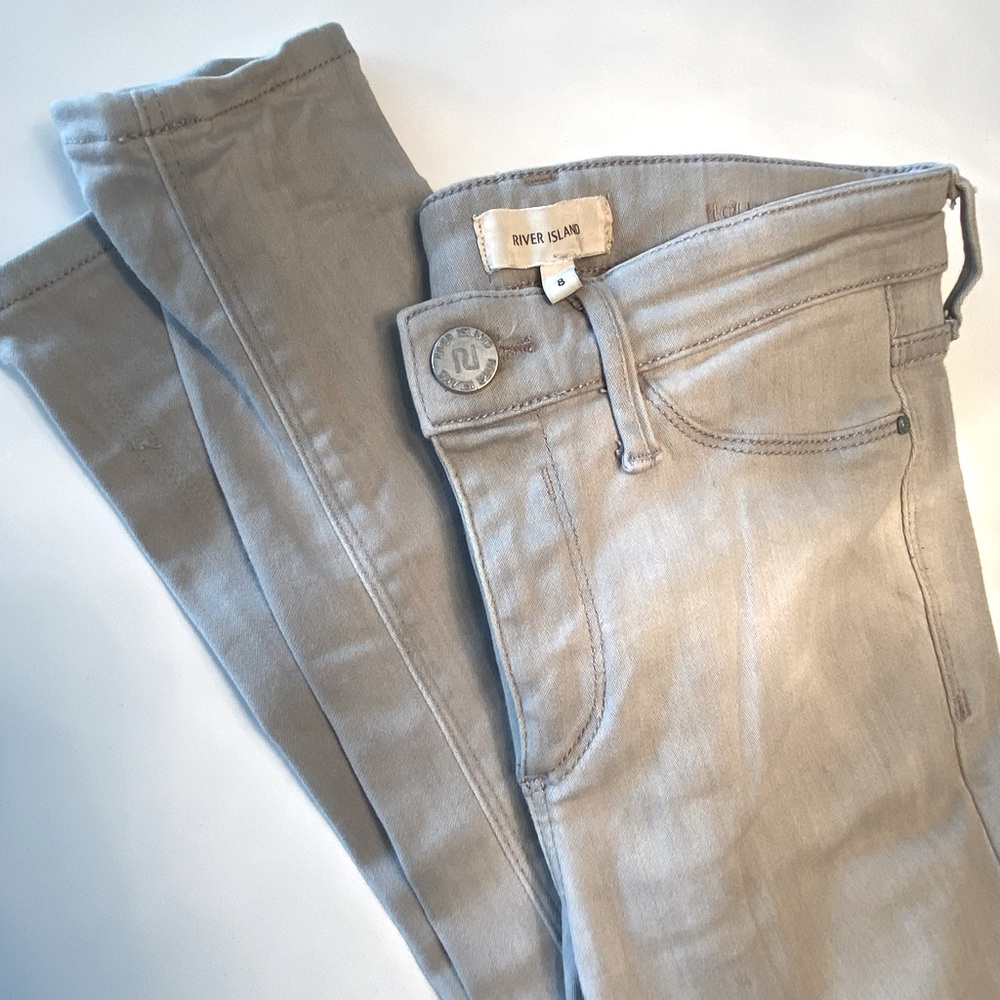 River Island Molly Skinmy Jeans Light Grey Wash UK8